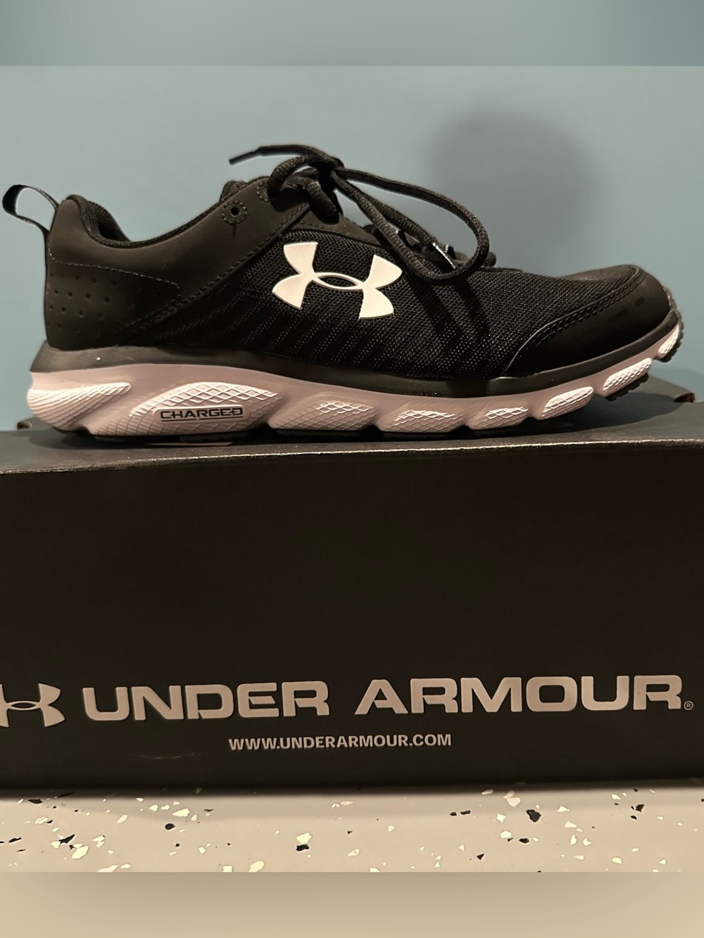 Under Armour Black Shoe Box with White Logo and Size Label